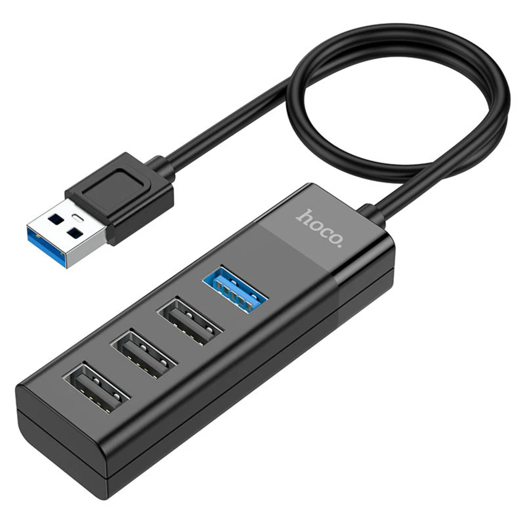 USB-Хаб Hoco HB25 Easy mix 4in1 USB to USB3.0+3хUSB2.0 Black
