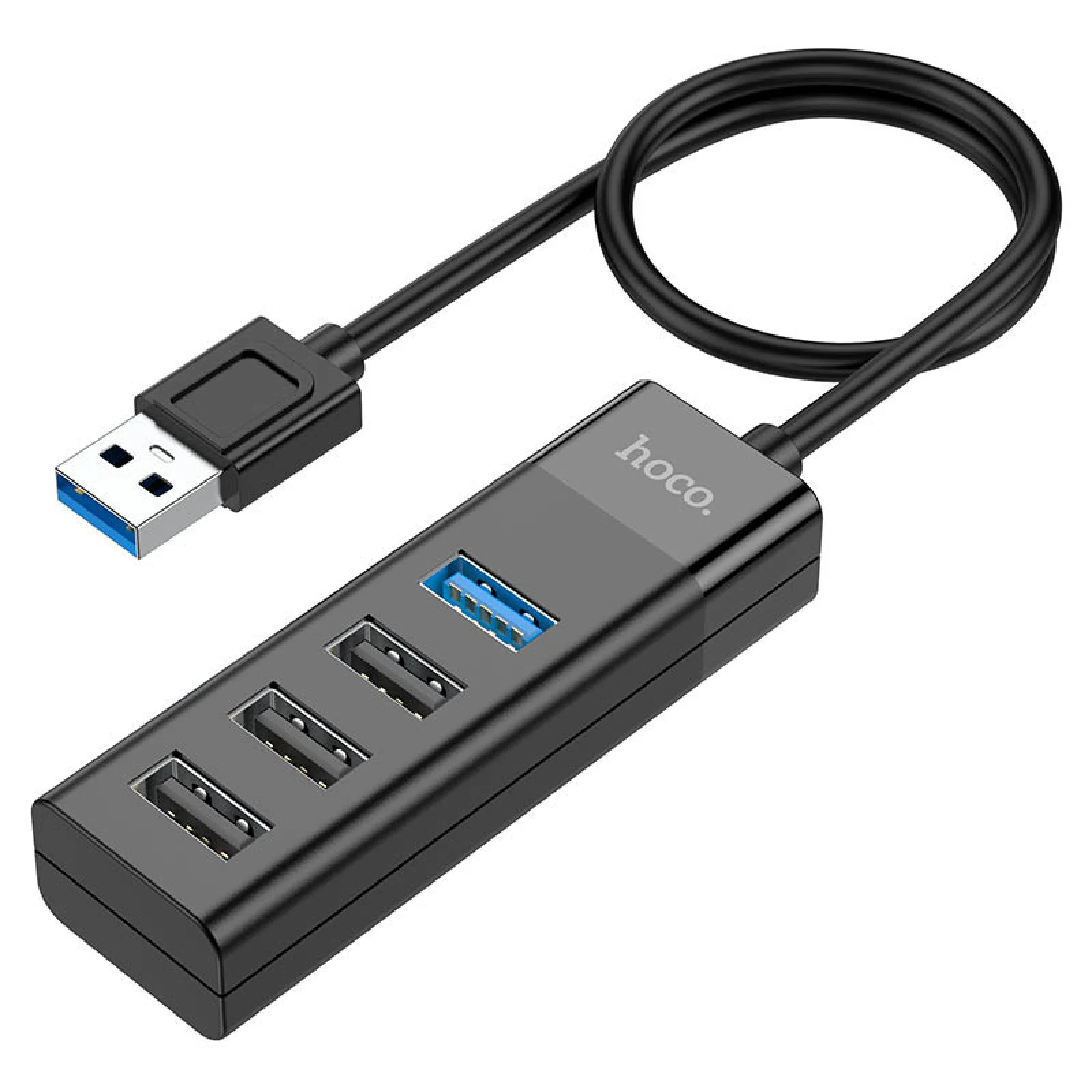 USB-Хаб Hoco HB25 Easy mix 4in1 USB to USB3.0+3хUSB2.0 Black