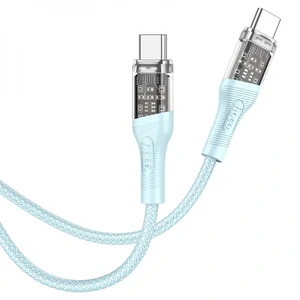 Кабель Hoco U111 Transparent Discovery 60W Type-C to Type-C 1.2m Blue