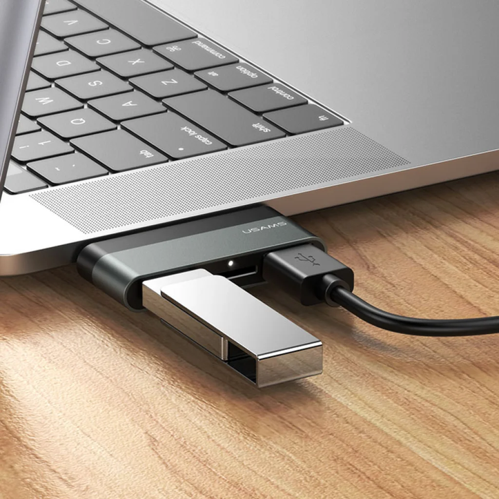 USB-Хаб Usams US-SJ463 Type-C Mini Hub 2USB + MicroSD