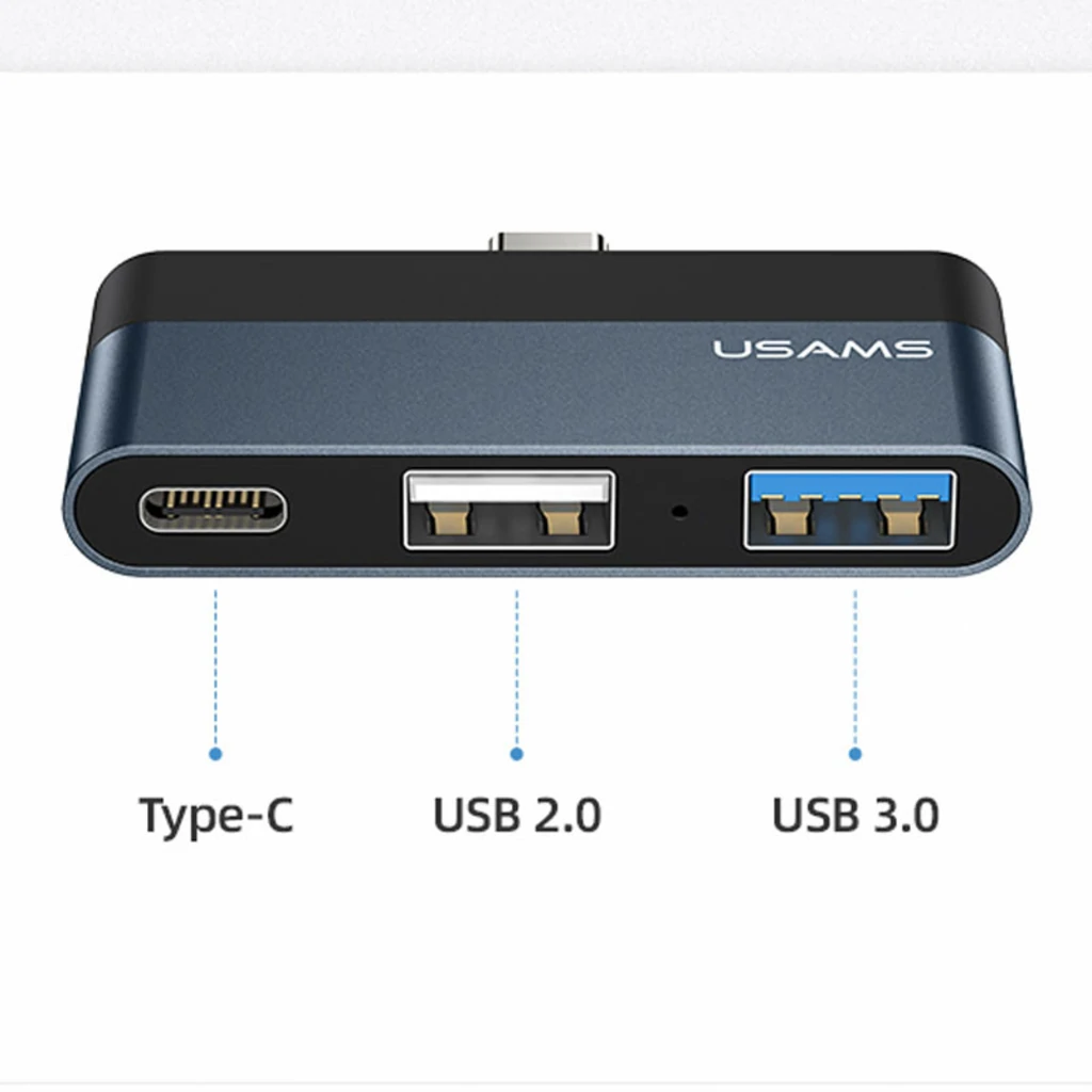 USB-Хаб Usams US-SJ490 Type-C Mini Hub 2USB+Type-C