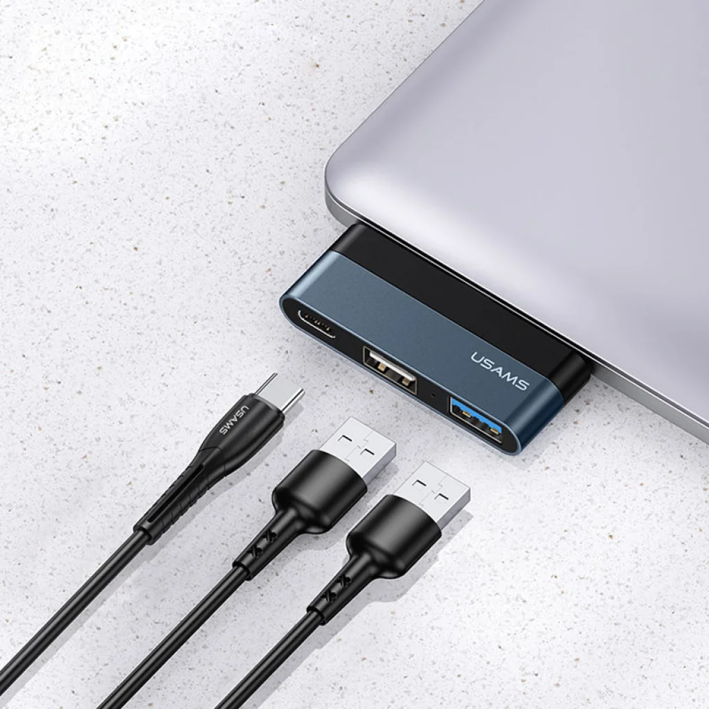 USB-Хаб Usams US-SJ490 Type-C Mini Hub 2USB+Type-C
