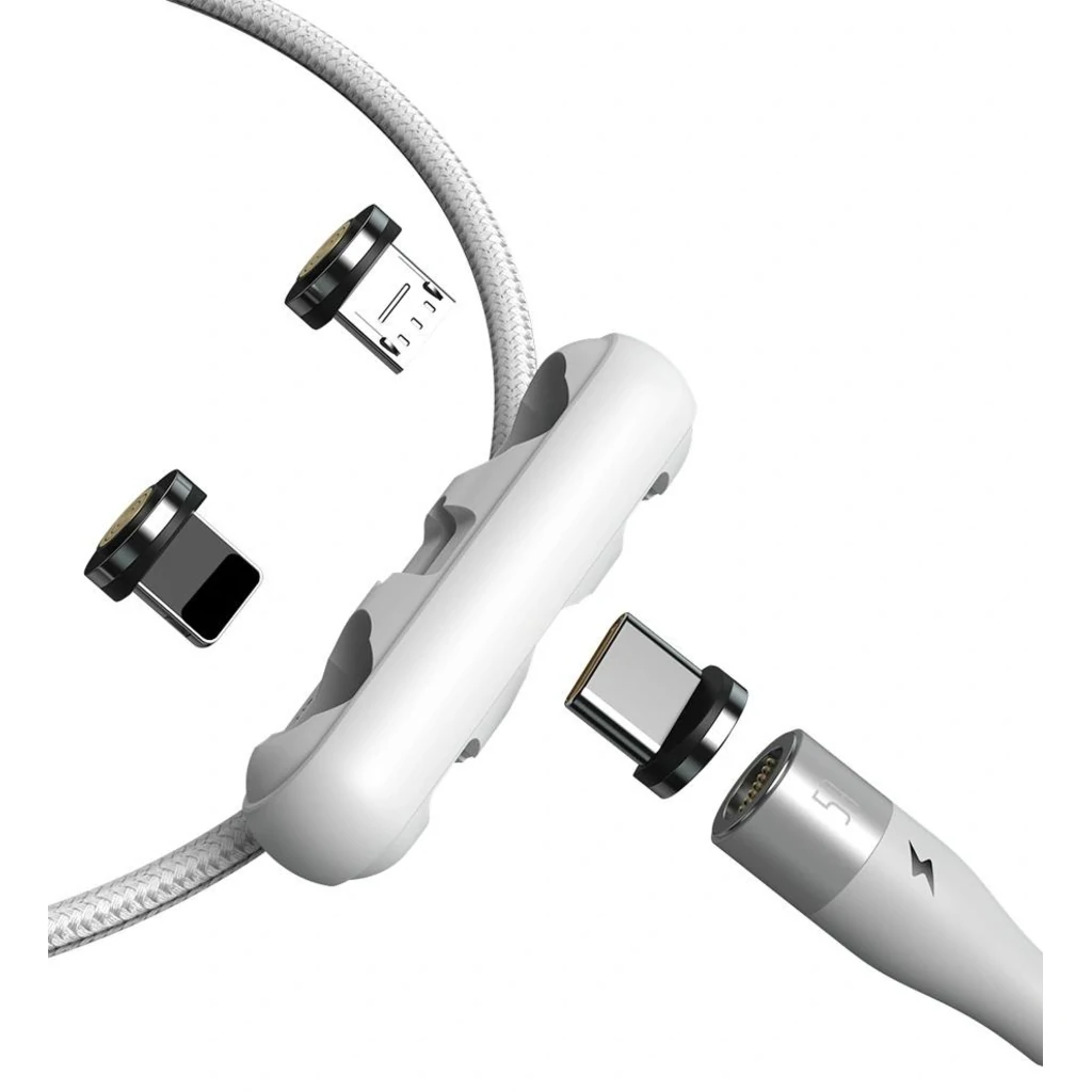 Кабель Baseus Zinc Magnetic Safe Fast Charging Data Cable (3in1 (Type-C/Lightning/MicroUSB) CA1T3-B02) 1m White