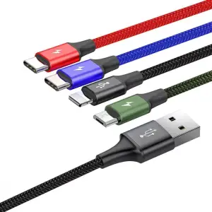 Кабель Baseus Fast 4-in-1 Cable (Lightning+Type-C(2)+Micro) 3.5A (CA1T4-B01) 1.2m Black