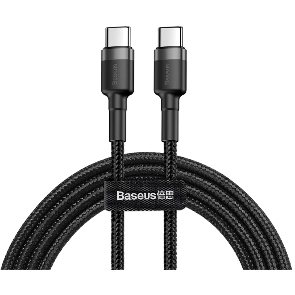 Кабель Baseus Cafule Type-C to Type-C Cable PD 2.0 60W (CATKLF-HG1) 2m Black/Grey