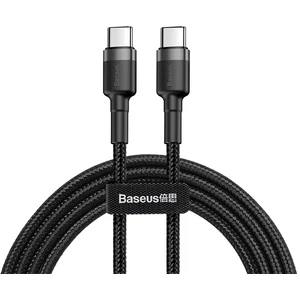 Кабель Baseus Cafule Type-C to Type-C Cable PD 2.0 60W (CATKLF-HG1) 2m Black/Grey