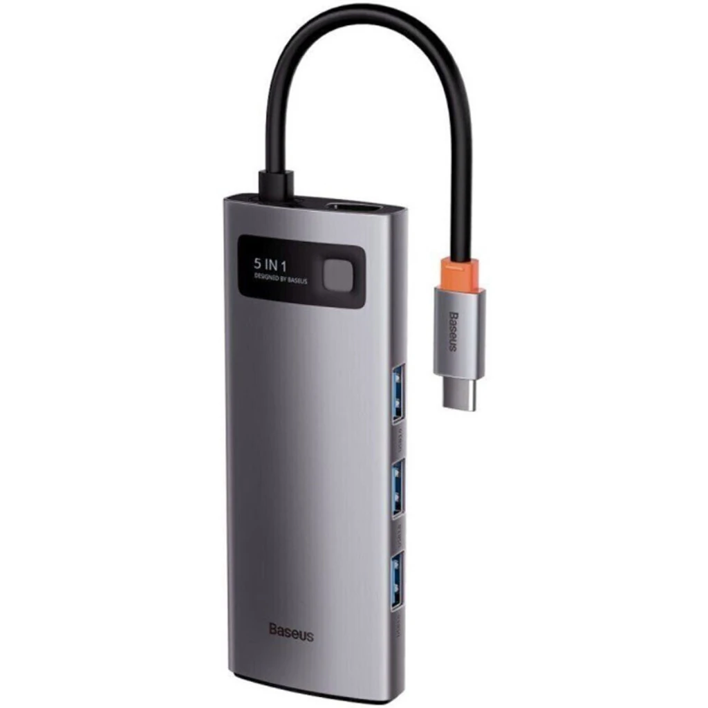 USB-Хаб Baseus Metal Gleam Series 5-in-1 30Hz Version (3xUSB3.0+4KHD+Type-C) (WKWG020013)