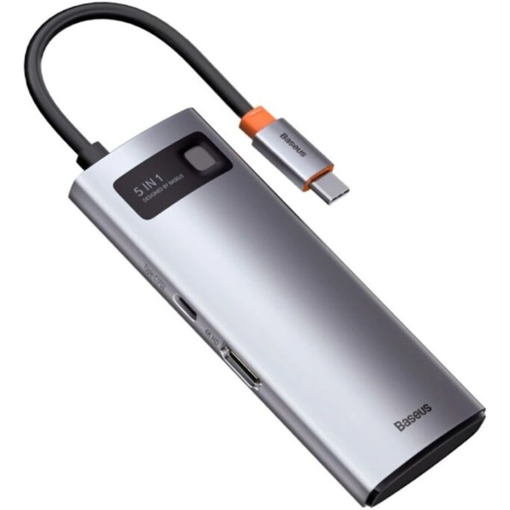 USB-Хаб Baseus Metal Gleam Series 5-in-1 30Hz Version (3xUSB3.0+4KHD+Type-C) (WKWG020013)