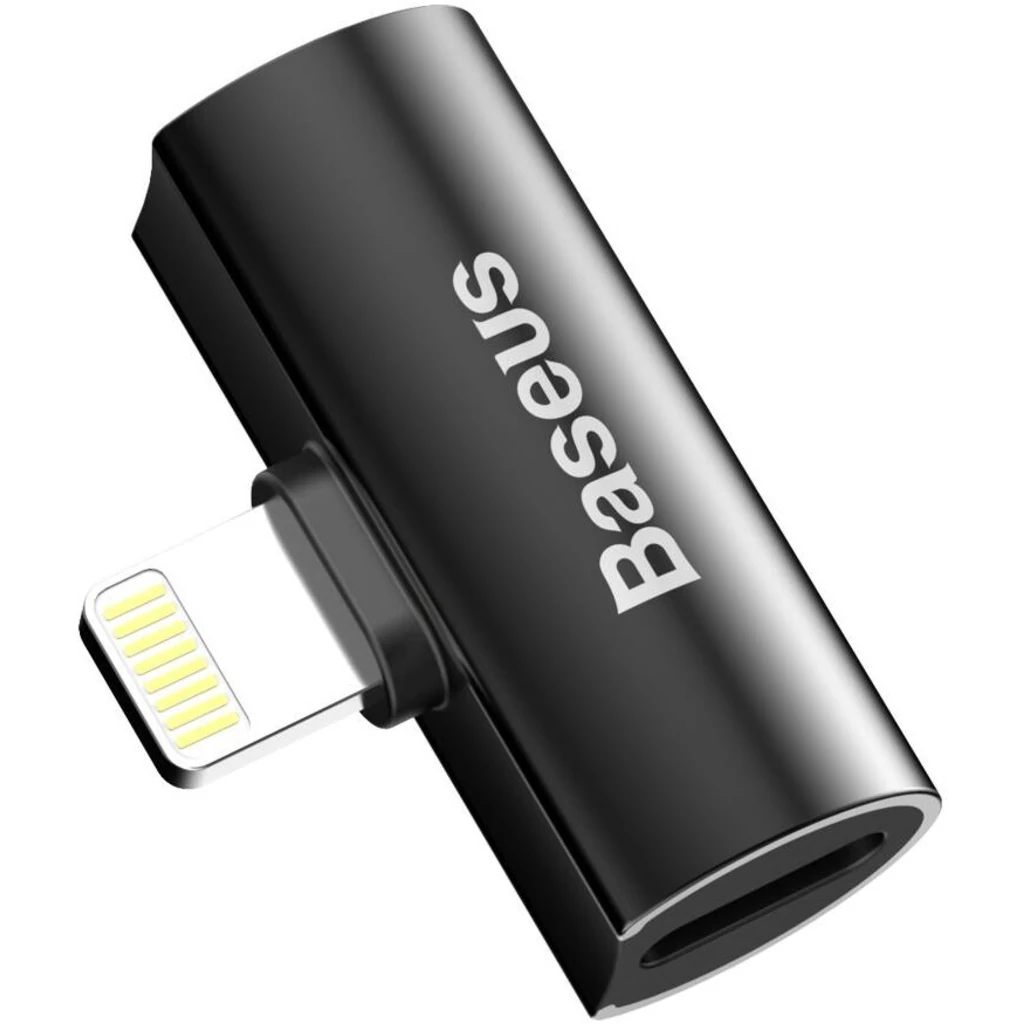Перехідник Adapter Baseus L46 Lightning Male to 2 Lightning Female Black