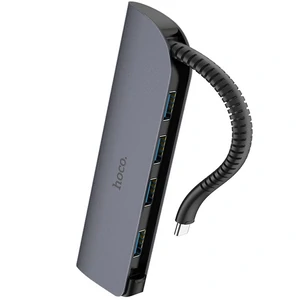 Перехідник Hoco HB12 Type-C to 4хUSB3.0 Grey