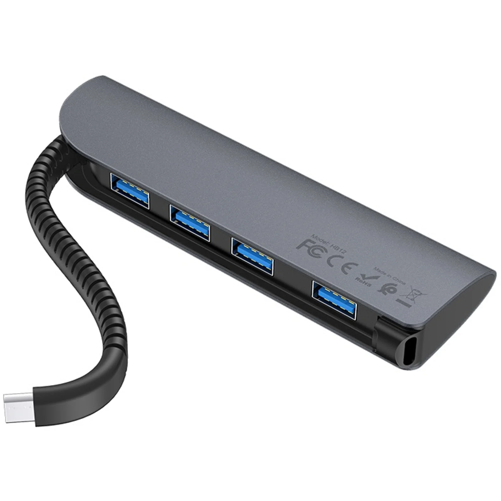 Перехідник Hoco HB12 Type-C to 4хUSB3.0 Grey