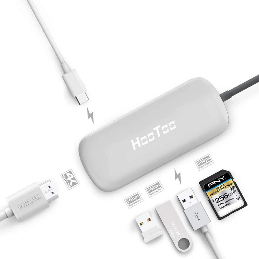 Мультиадаптер HooToo Shuttle Type-C Hub Silver