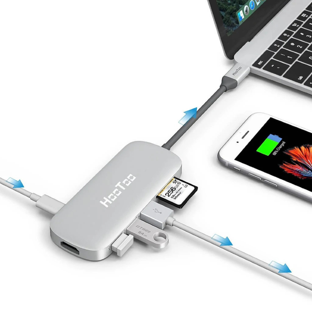 Мультиадаптер HooToo Shuttle Type-C Hub Silver