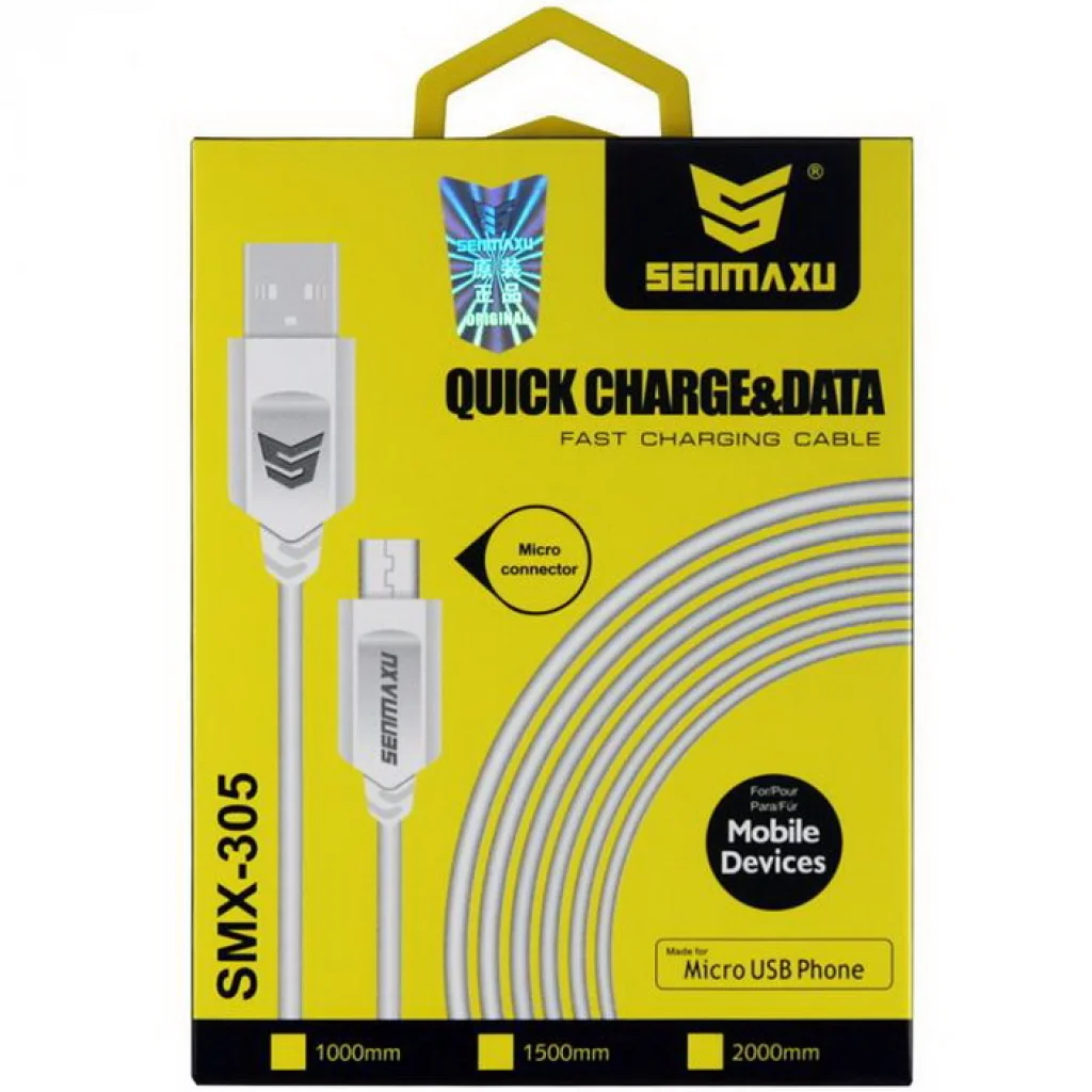 Кабель Senmaxu SMX-305 USB-MicroUSB Cable 1m White