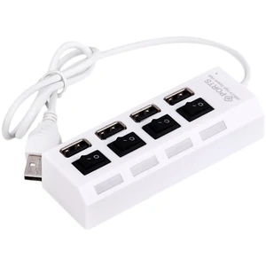 Перехідник USB HUB (4 порта) + відключення кожного порту White