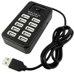 Перехідник USB HUB P-1603 (10 USB2.0) Black
