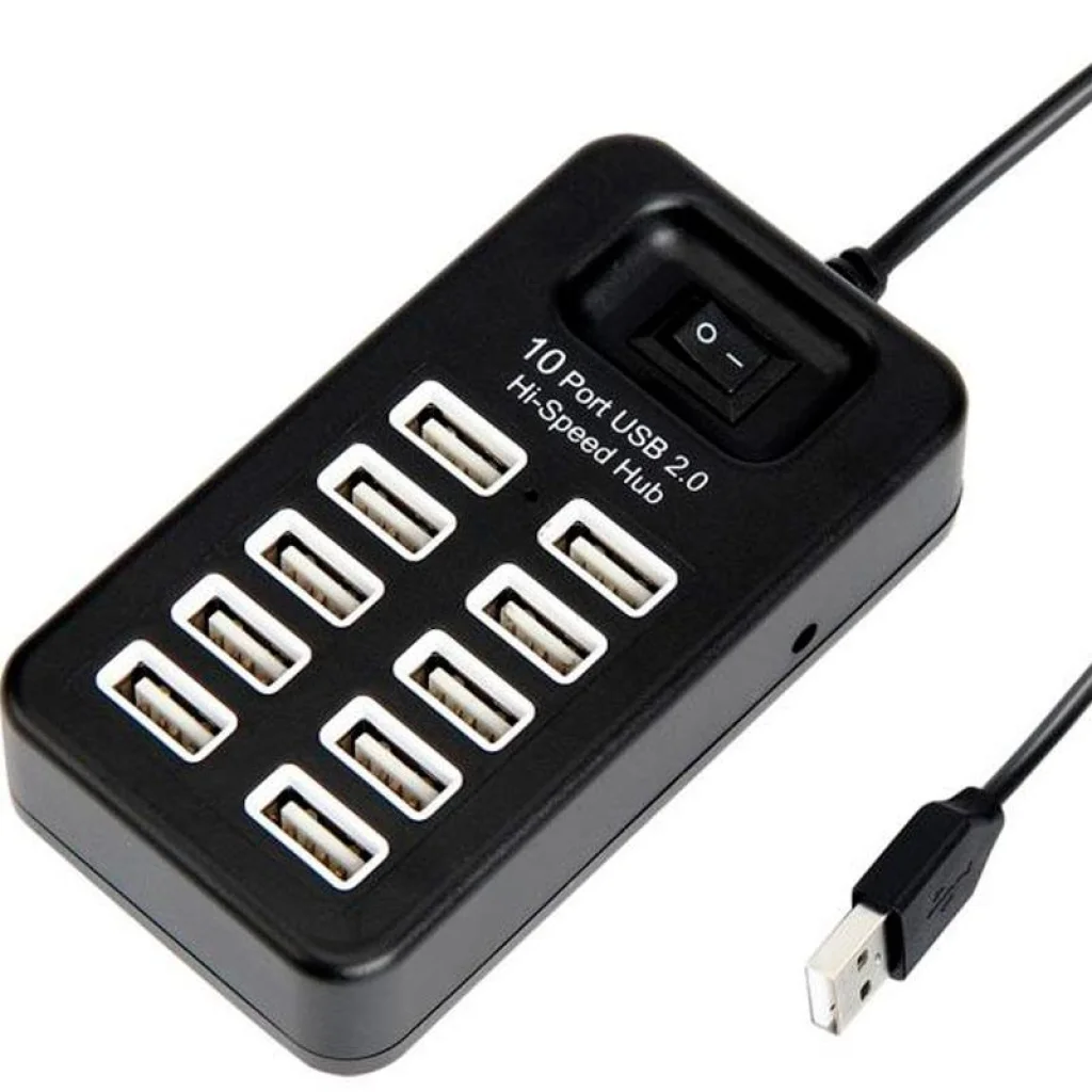 Перехідник USB HUB P-1603 (10 USB2.0) Black