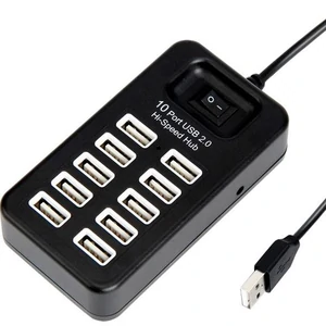 Перехідник USB HUB P-1603 (10 USB2.0) Black