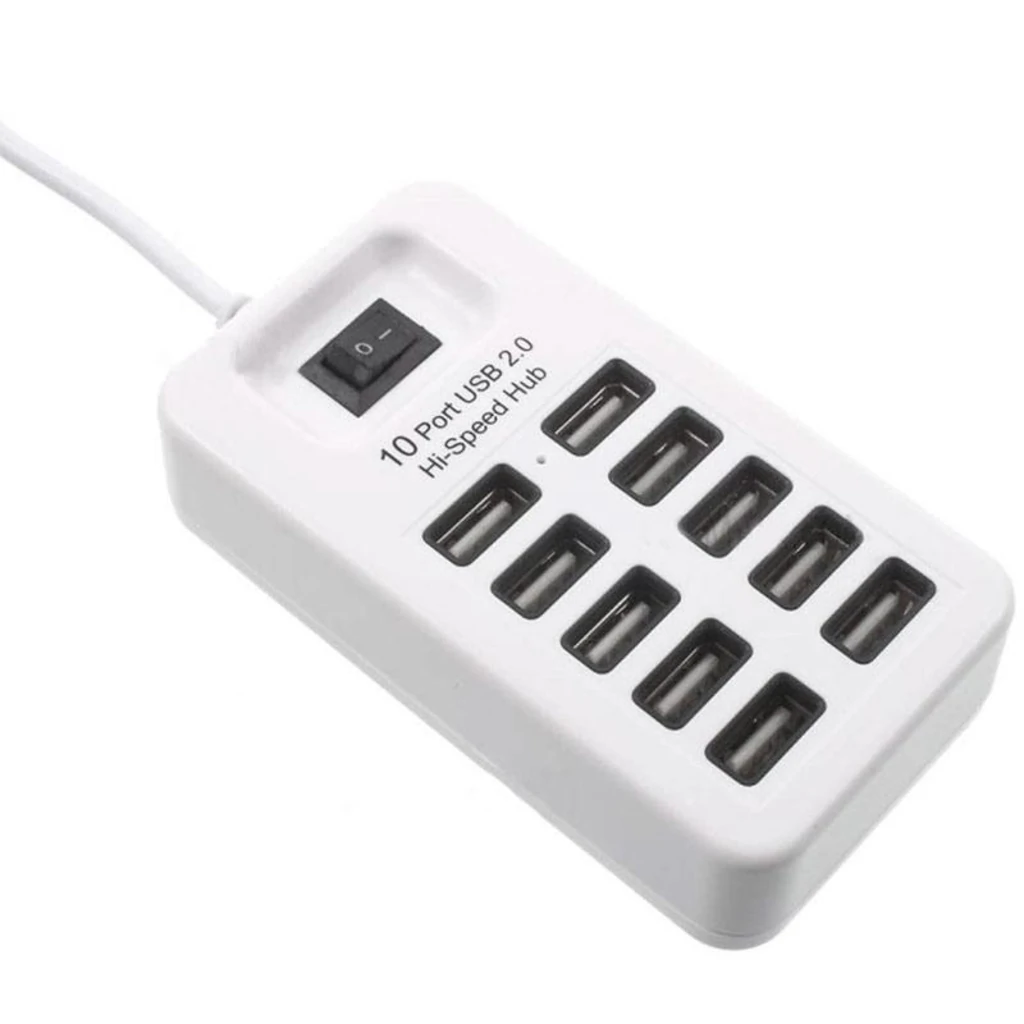 Перехідник USB HUB P-1603 (10 USB2.0) White
