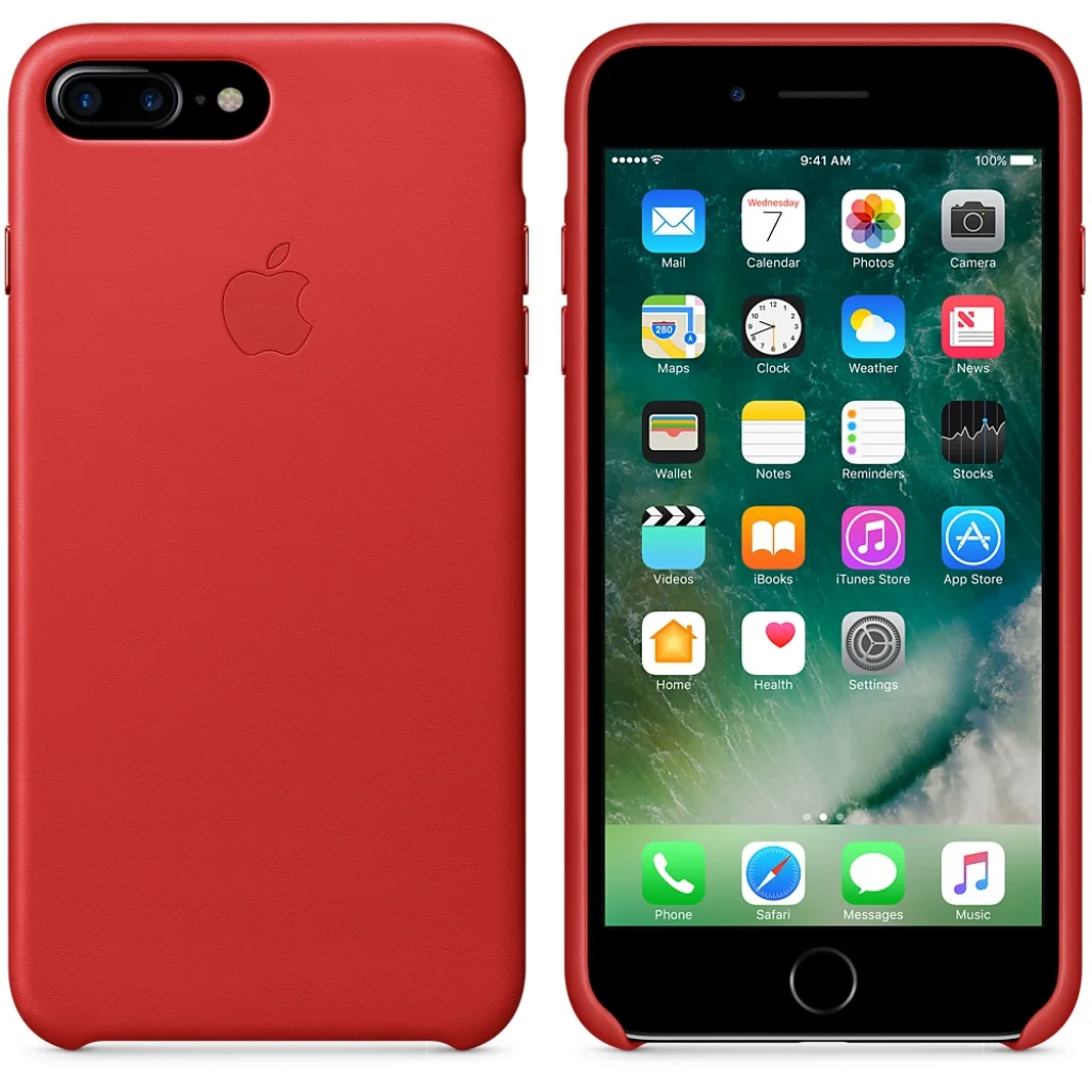 Чехол Apple iPhone 7 Plus Leather Case Red MMYK2