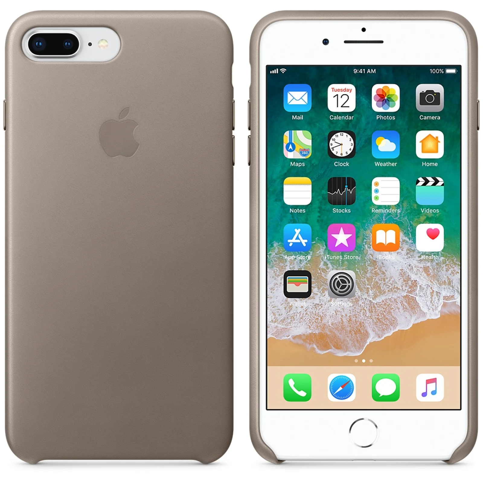 Чохол Apple iPhone 7 Plus Leather Case Taupe (MPTC2)