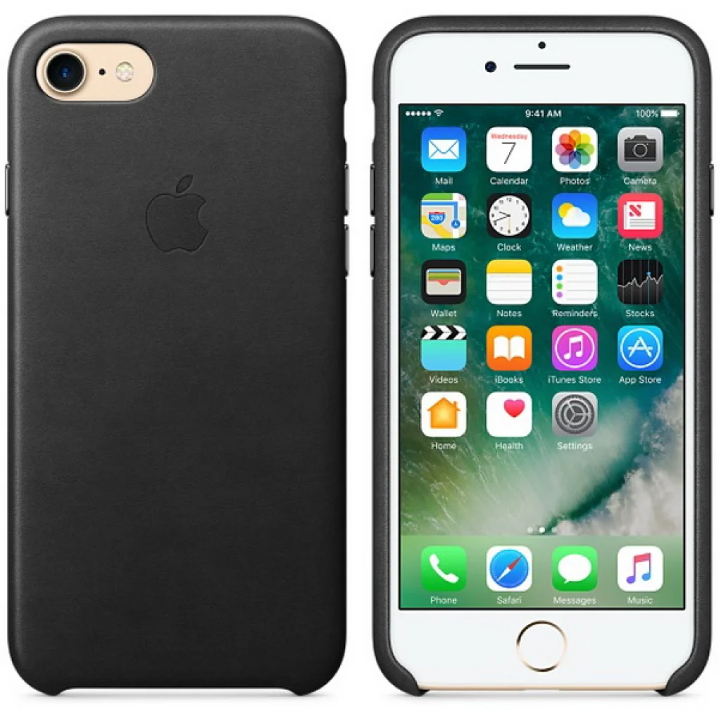 Чехол Apple iPhone 7 Leather Case Black MMY52