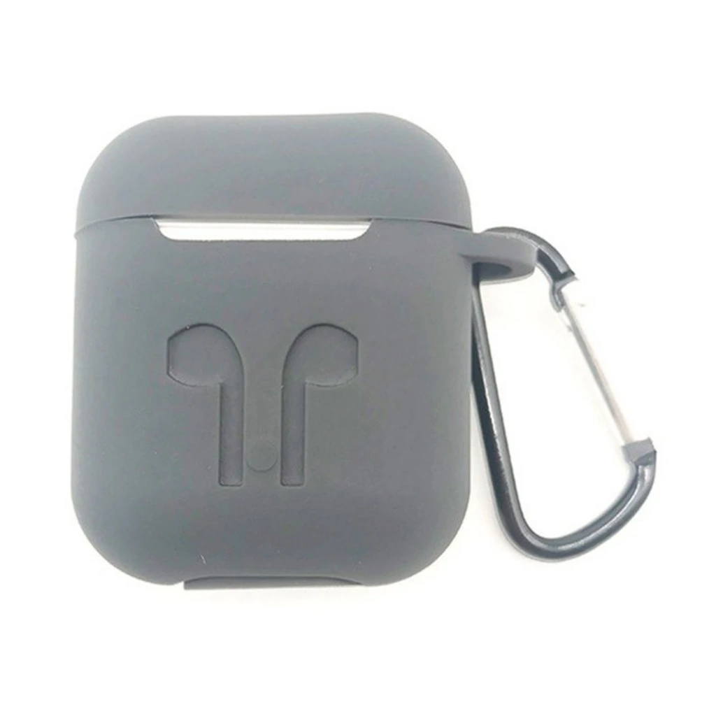 Чехол Airpods Silicone Soft Case Clip Grey