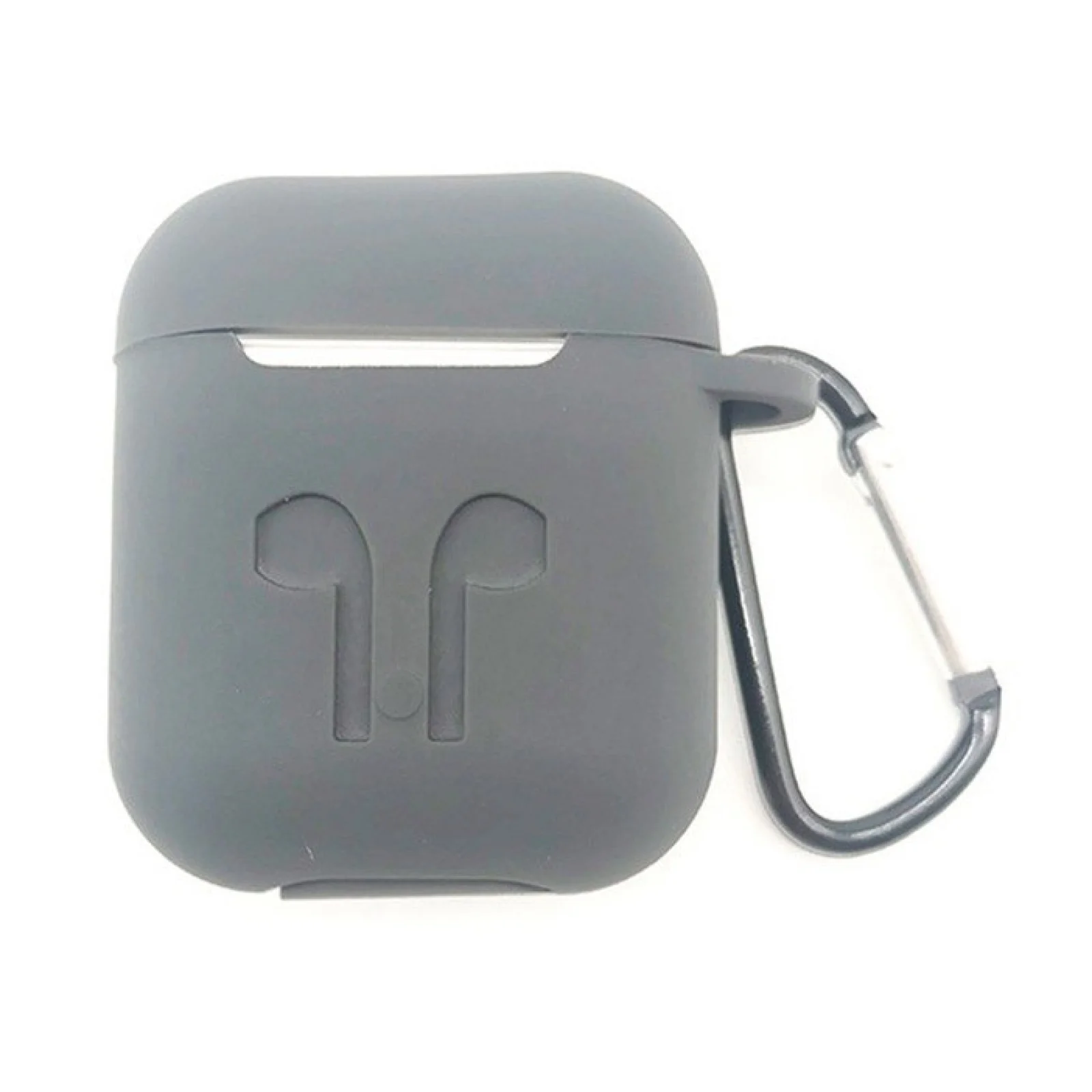 Чехол Airpods Silicone Soft Case Clip Grey