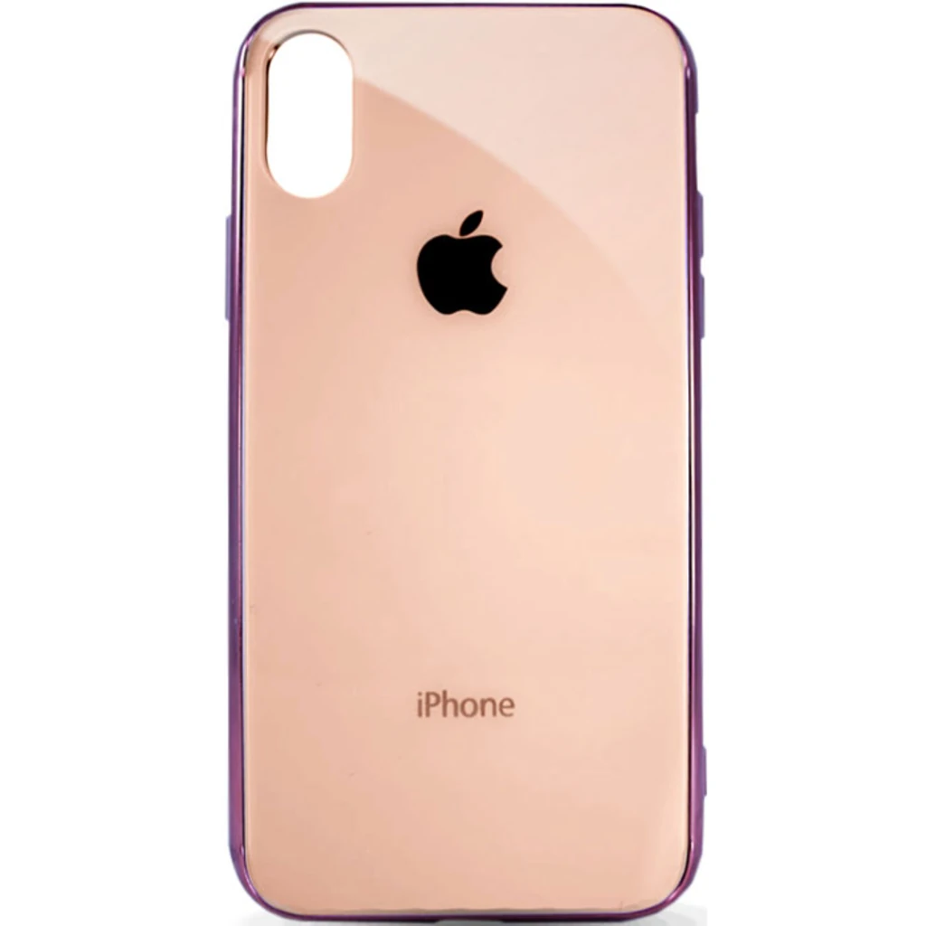Чехол Apple iPhone X, iPhone XS Silicone Glass Case Peach