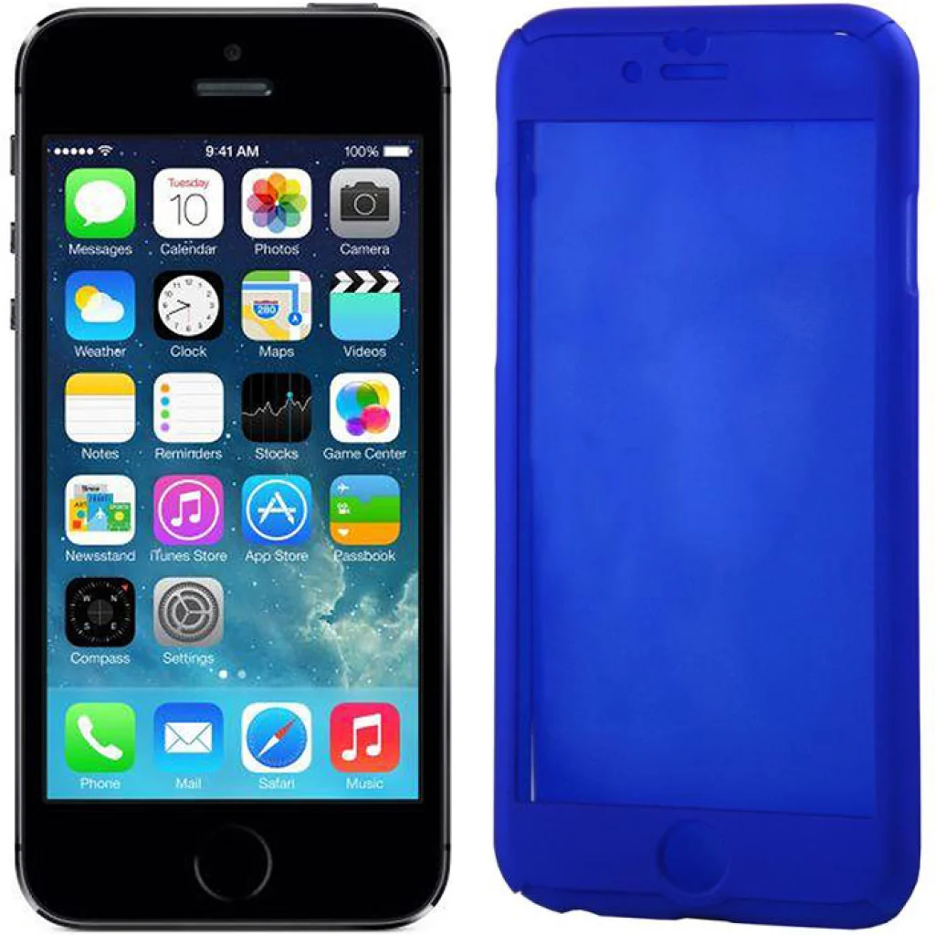 Чехол Full Protection 360 Case & Glass Blue для iPhone 5, iPhone 5s, iPhone SE