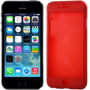 Цвет: Красный - Чехол Full Protection 360 Case & Glass Red для iPhone 5, iPhone 5s, iPhone SE