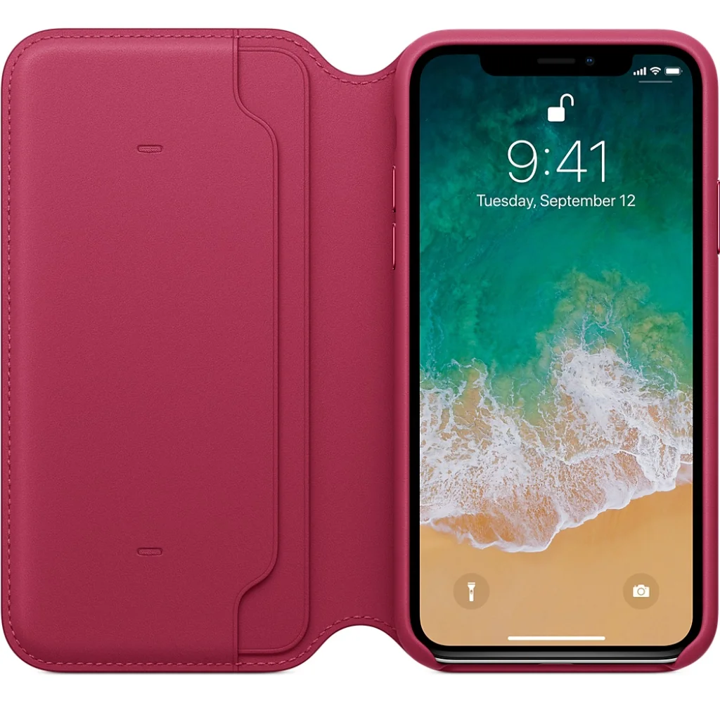 Чехол Apple iPhone X Leather Folio Berry (MQRX2)