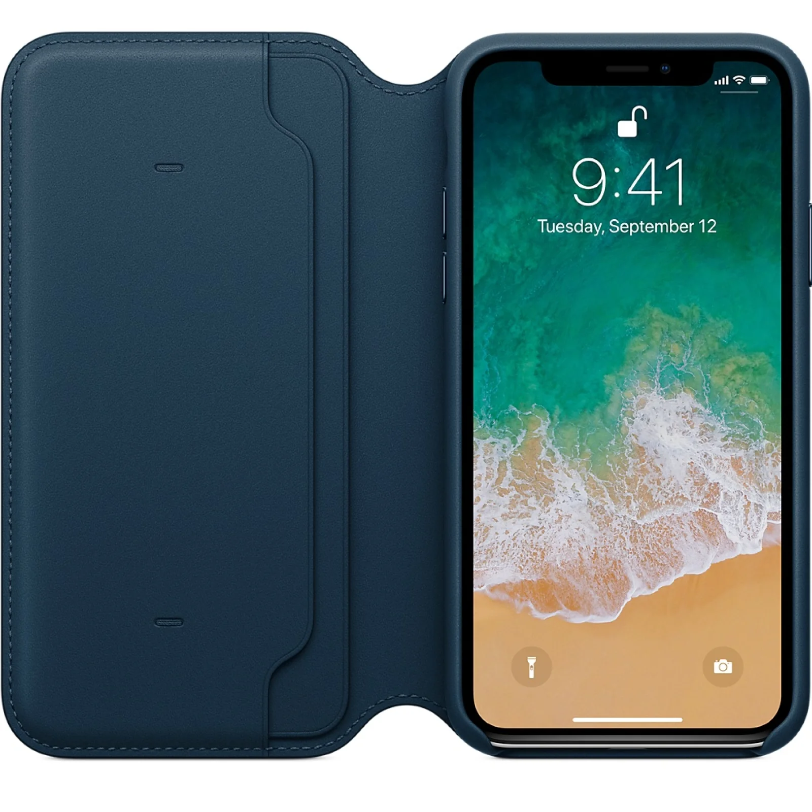 Чехол Apple iPhone X Leather Folio Cosmos Blue (MQRW2)