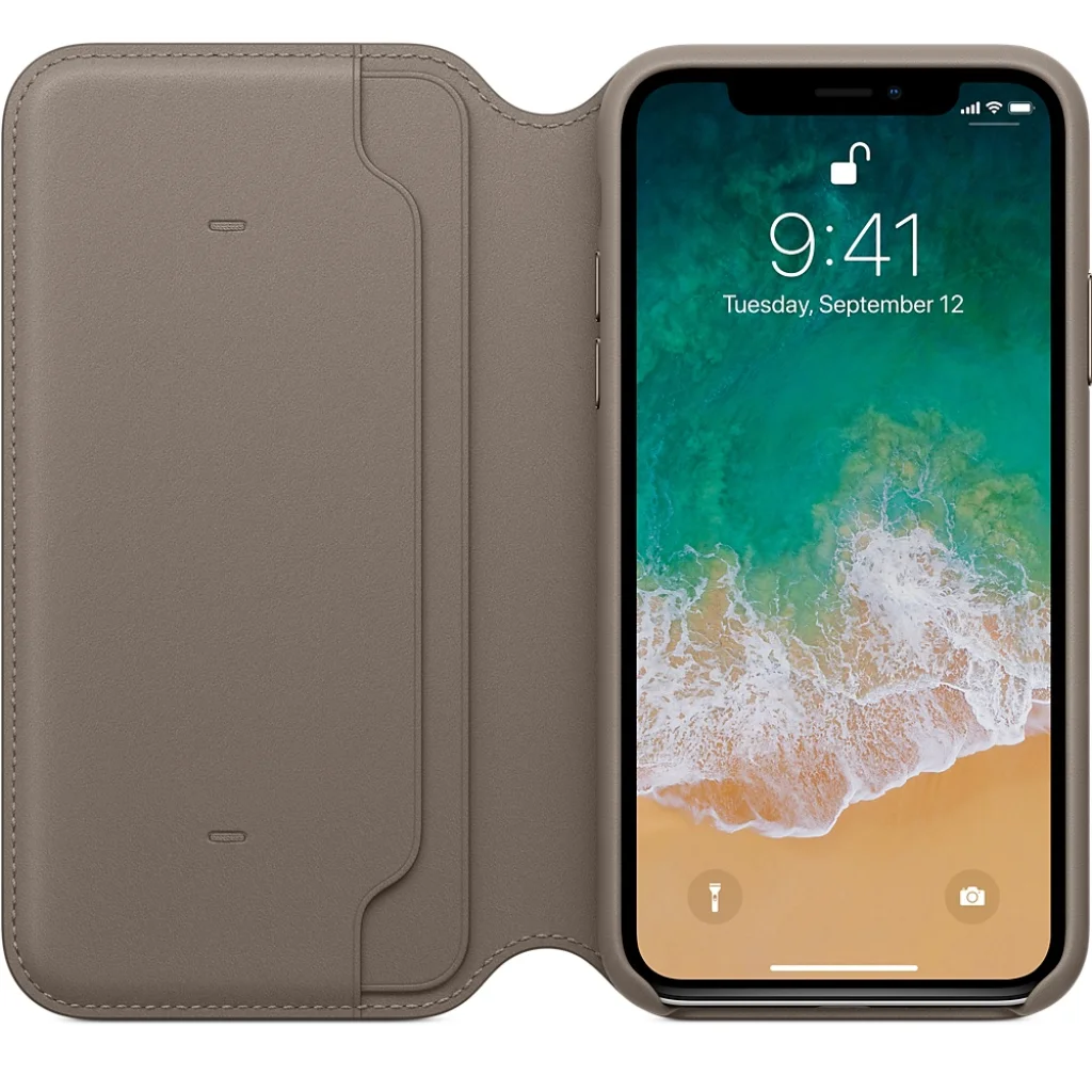 Чехол Apple iPhone X Leather Folio Taupe (MQRY2)
