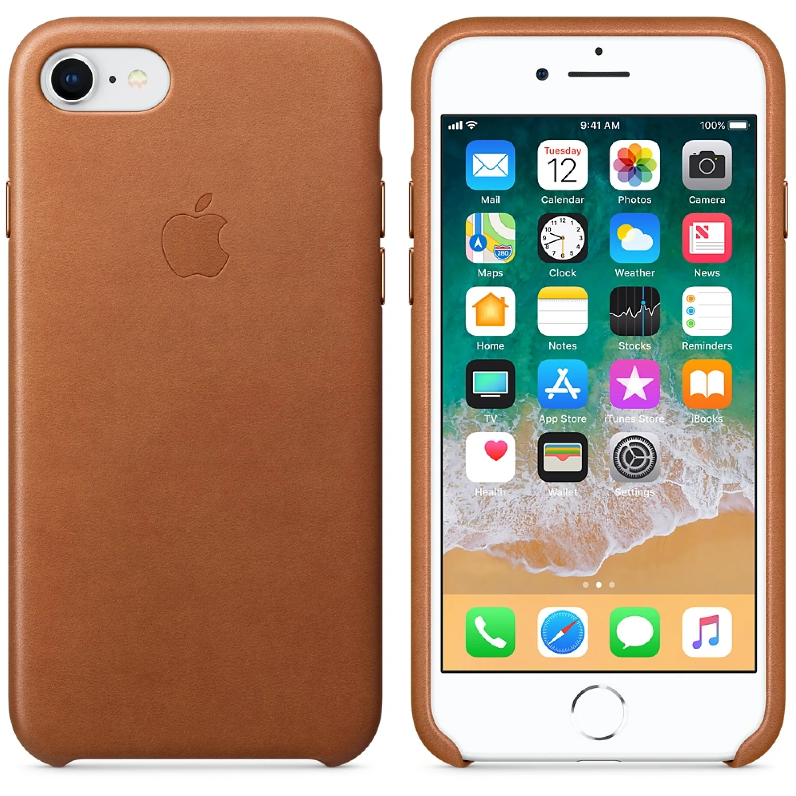 Чехол Apple iPhone 8, iPhone 7 Leather Case Saddle Brown MQH72