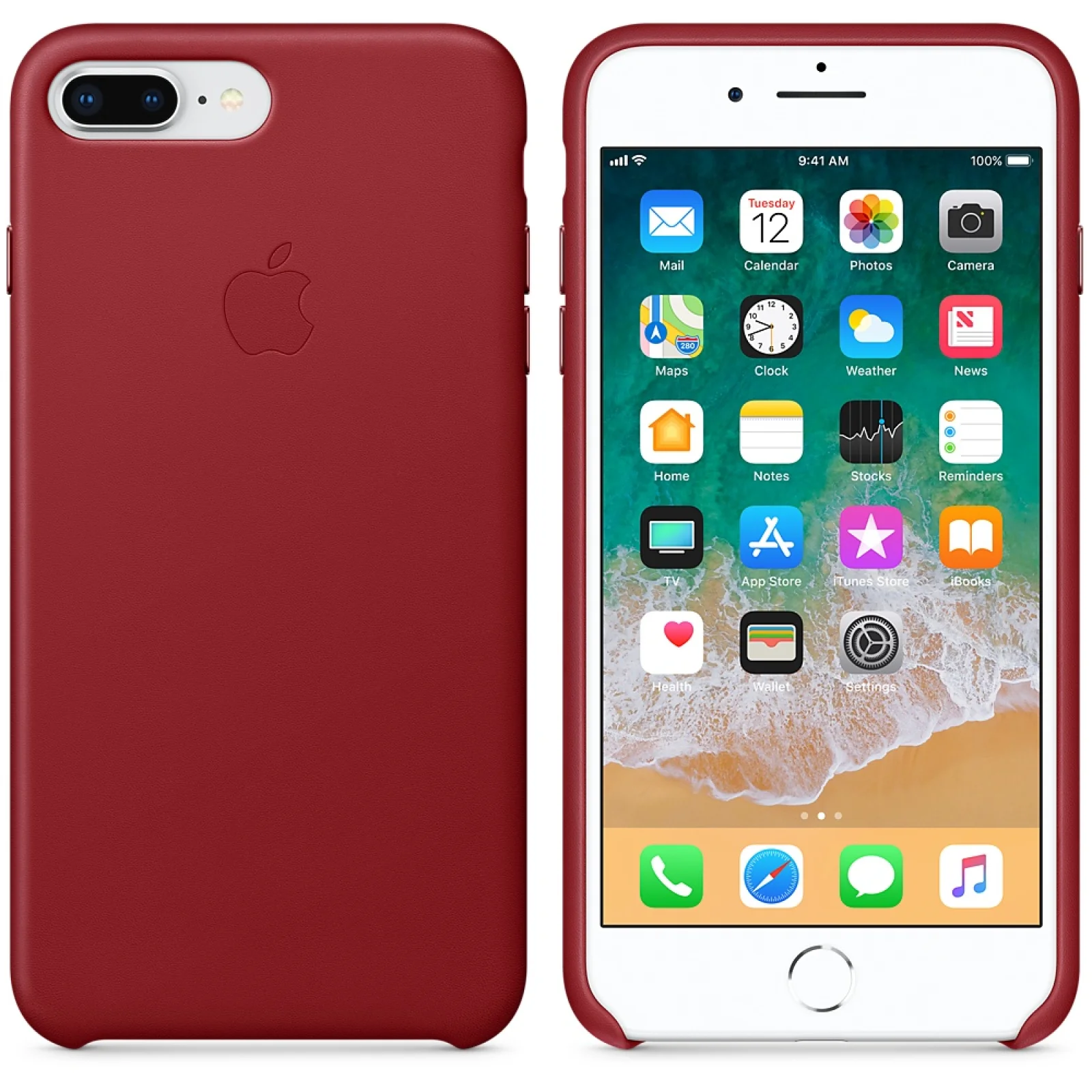 Чохол Apple iPhone 8 Plus, iPhone 7 Plus Leather Case Product Red MQHN2