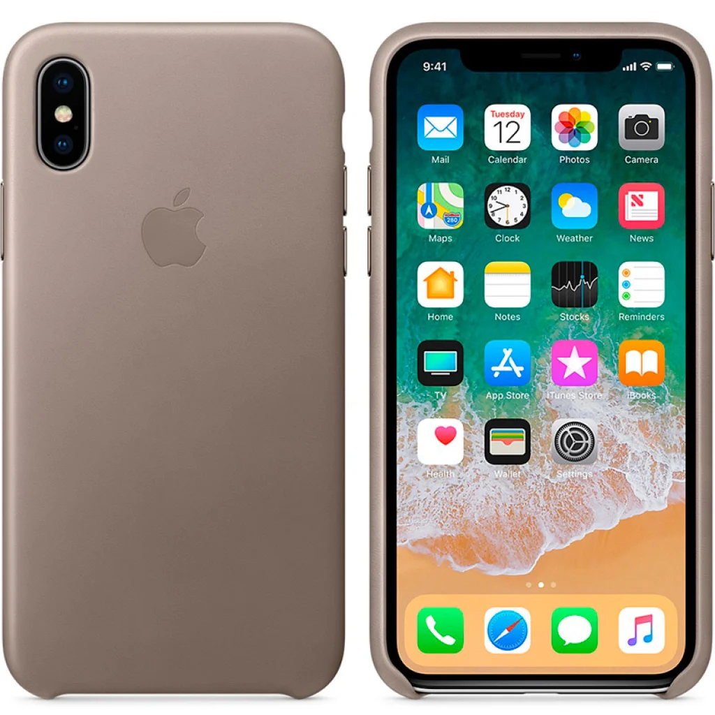 Чохол Apple iPhone X Leather Case Taupe (MQT92)