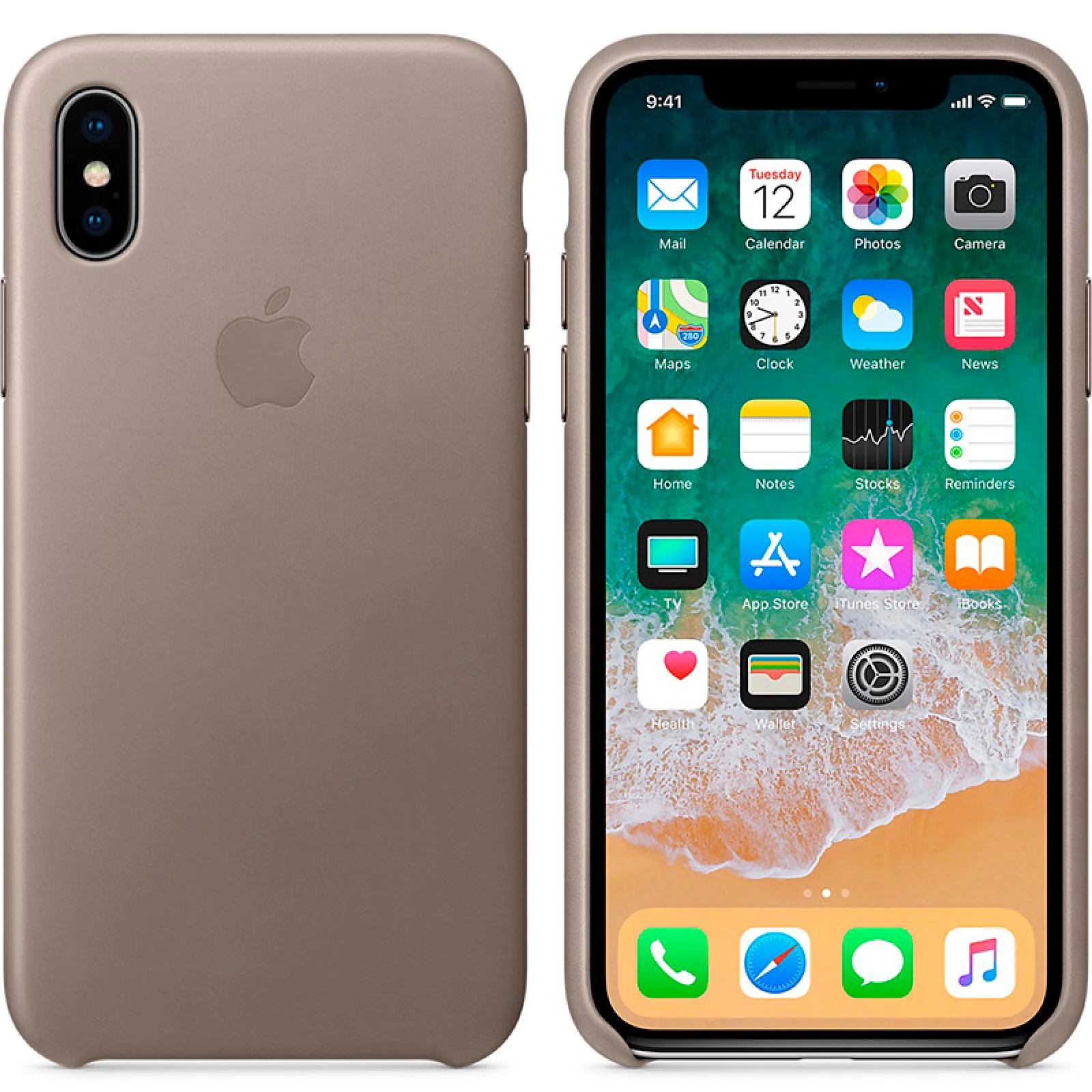 Чехол Apple iPhone X Leather Case Taupe (MQT92)
