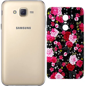 Цвет: Черный - Чехол Samsung Galaxy J7 (SM-J700) Inavi Gallery Silicone Case (03) Roses Black