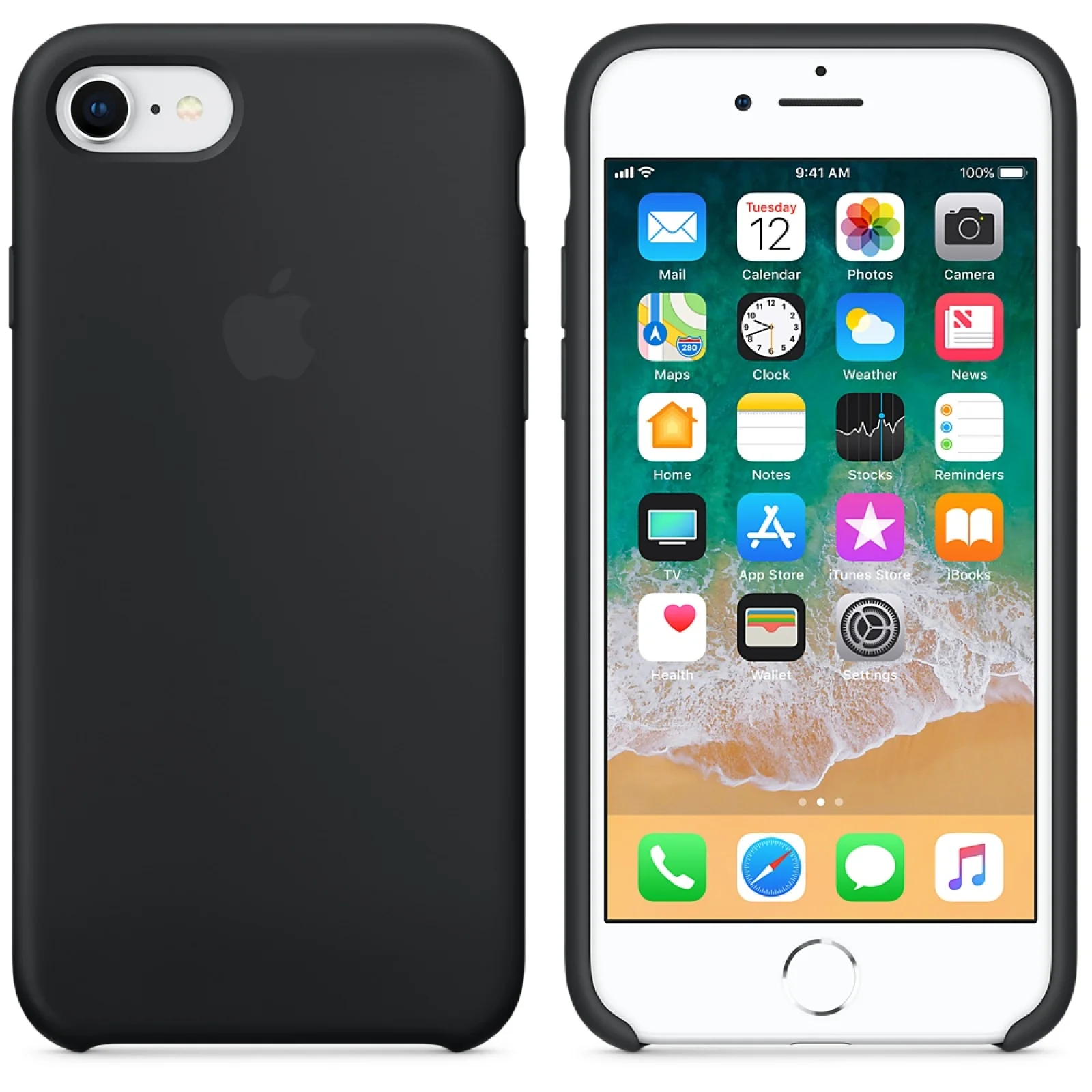 Чохол Apple iPhone 8, iPhone 7 Silicone Case Black MQGK2