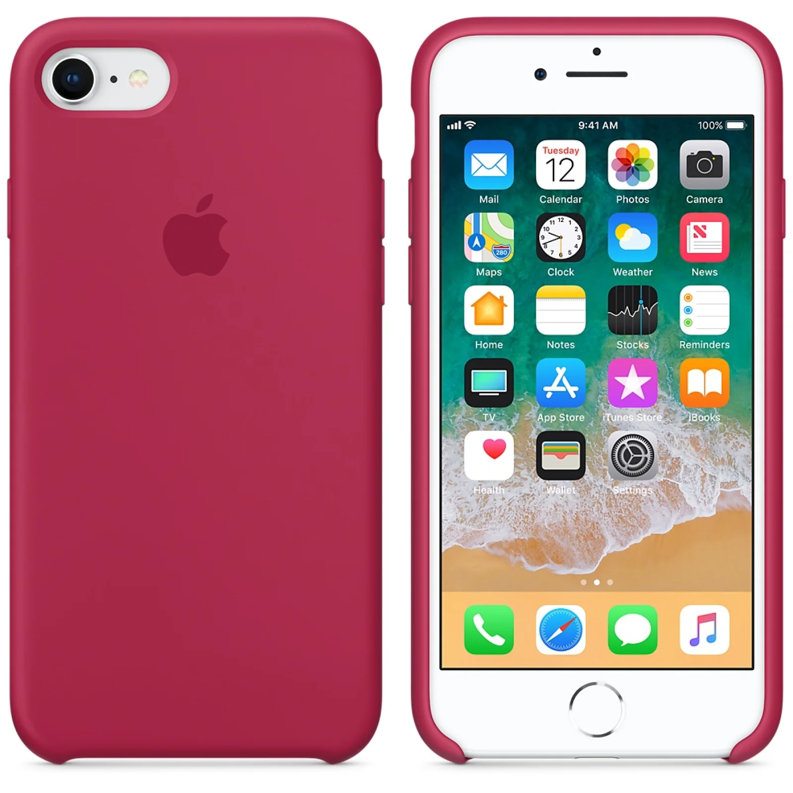 Чохол Apple iPhone 8, iPhone 7 Silicone Case Rose Red MQGT2
