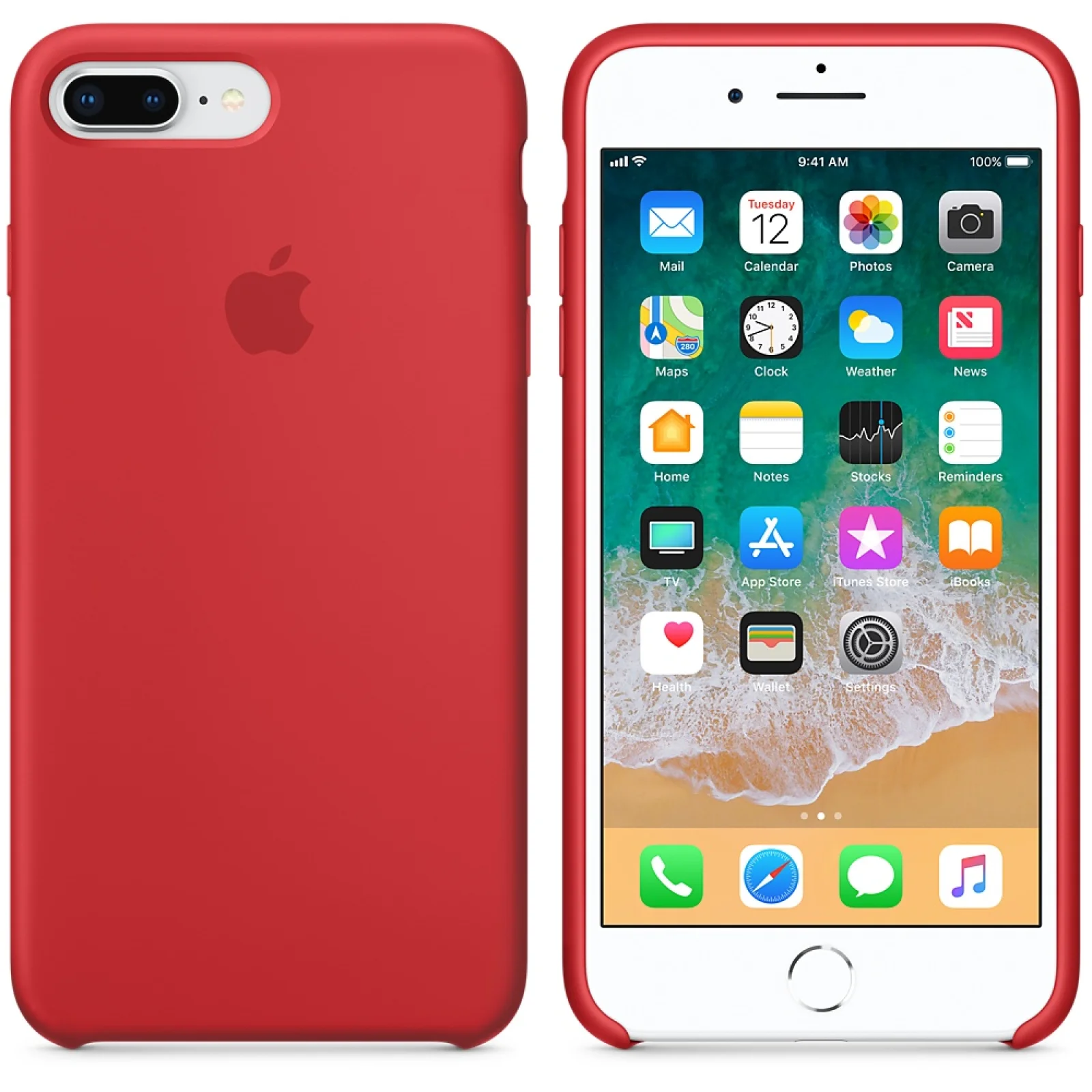 Чохол Apple iPhone 8 Plus, iPhone 7 Plus Silicone Case Product Red MQH12