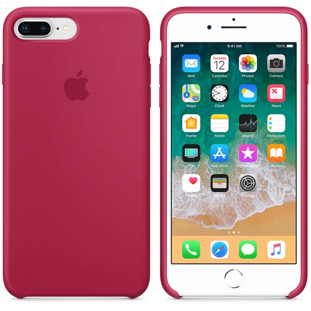 Чехол Apple iPhone 8 Plus, iPhone 7 Plus Silicone Case Rose Red MQH52