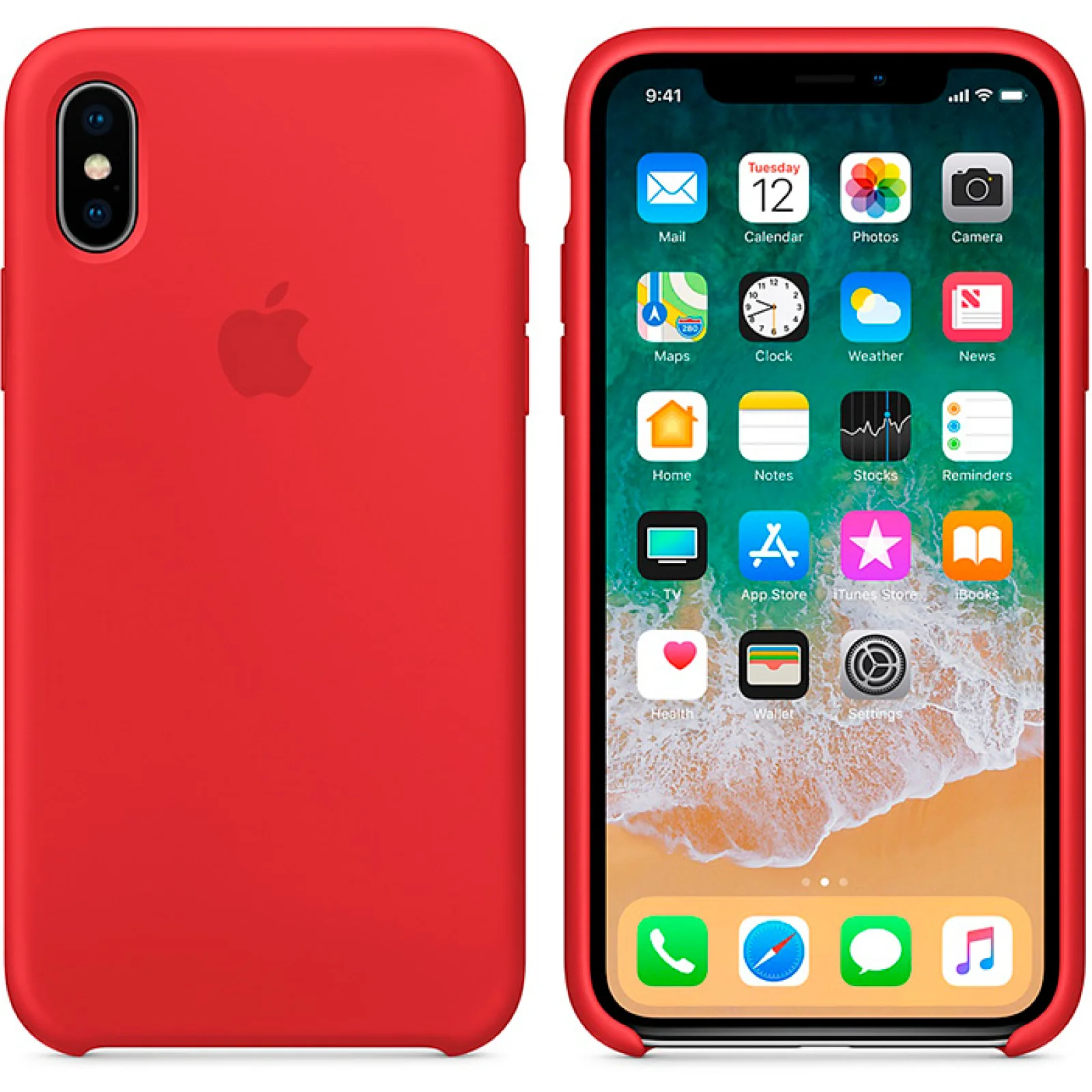 Чехол Apple iPhone X Silicone Case Product Red MQT82