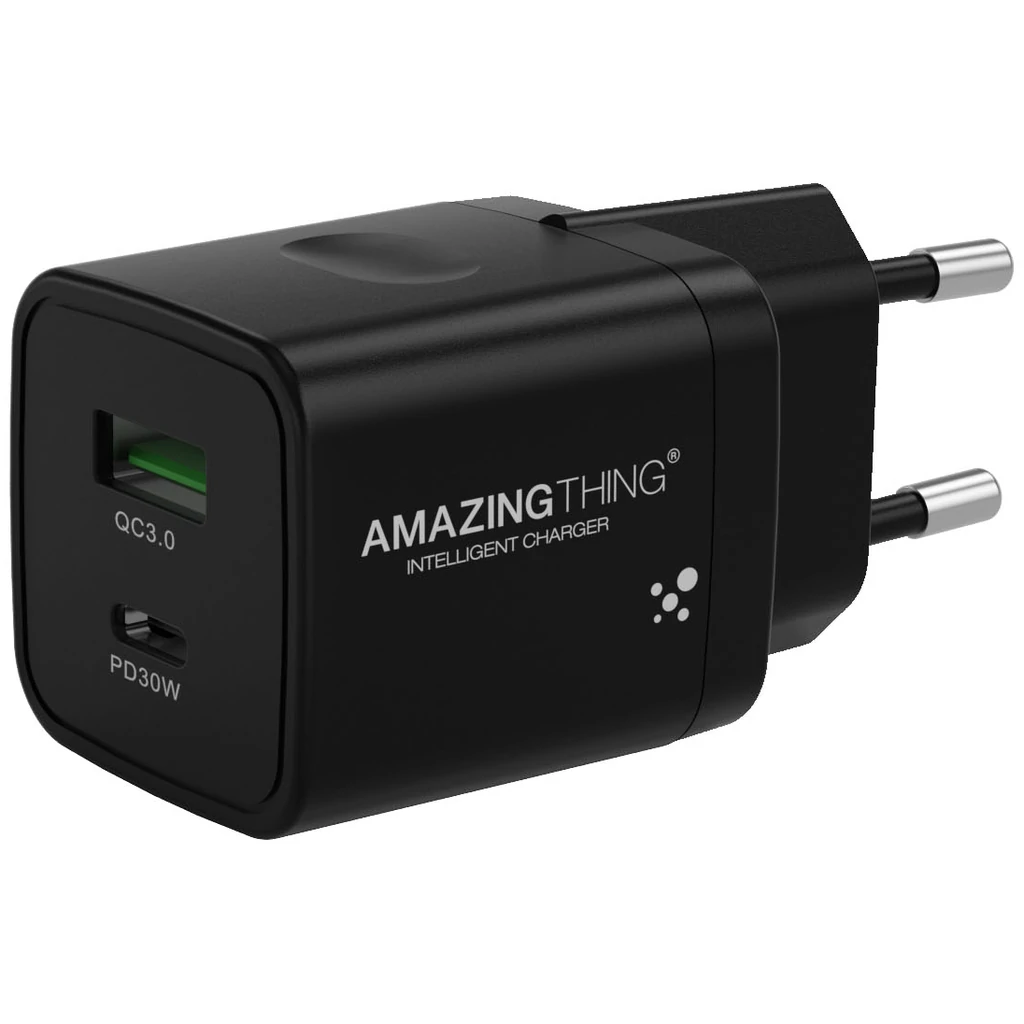 Сетевое зарядное устройство AmazingThing Speed Pro 30W+QC 3.0 Charger Black