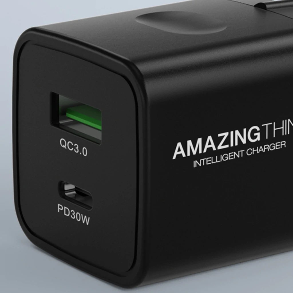 Сетевое зарядное устройство AmazingThing Speed Pro 30W+QC 3.0 Charger Black