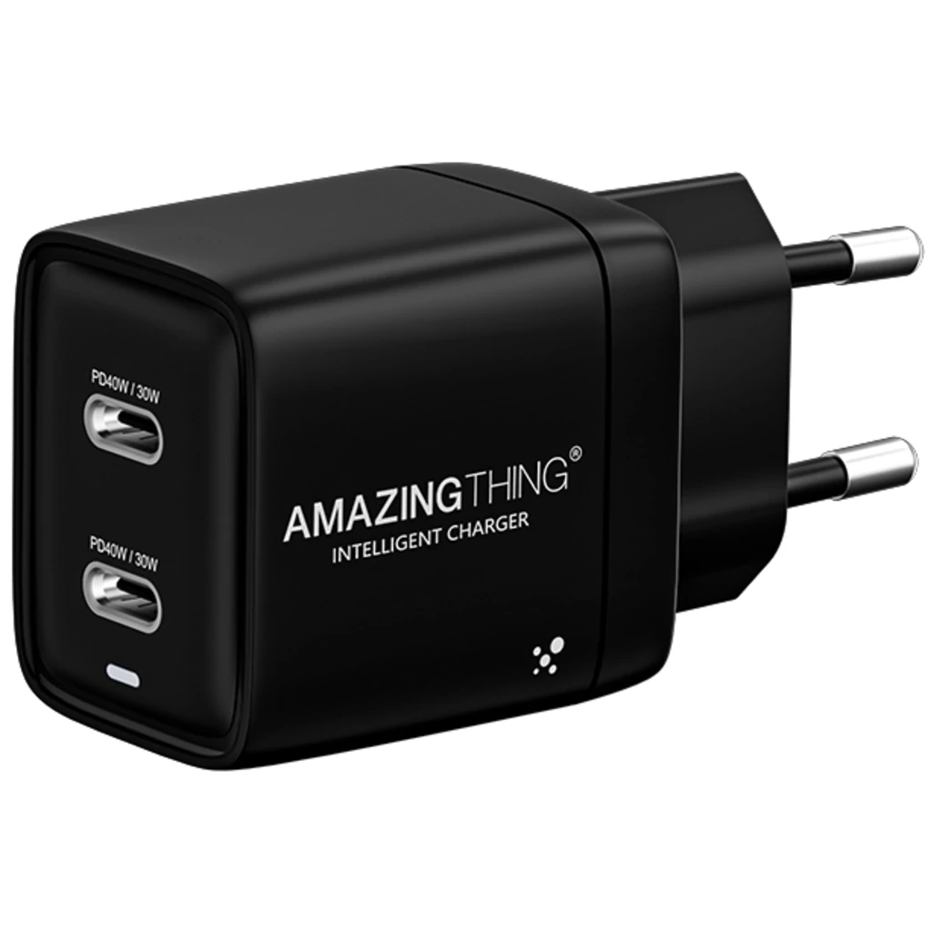 Сетевое зарядное устройство AmazingThing Speed Pro PD 40W 2USB-C Charger Black