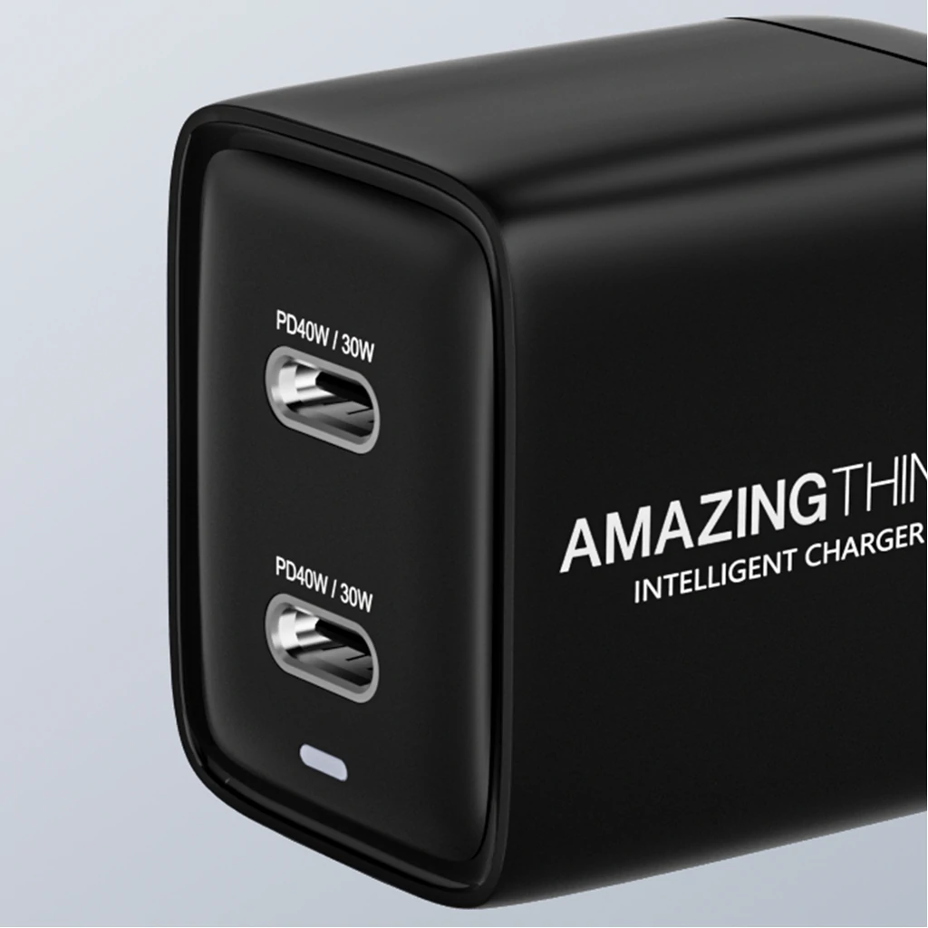 Сетевое зарядное устройство AmazingThing Speed Pro PD 40W 2USB-C Charger Black