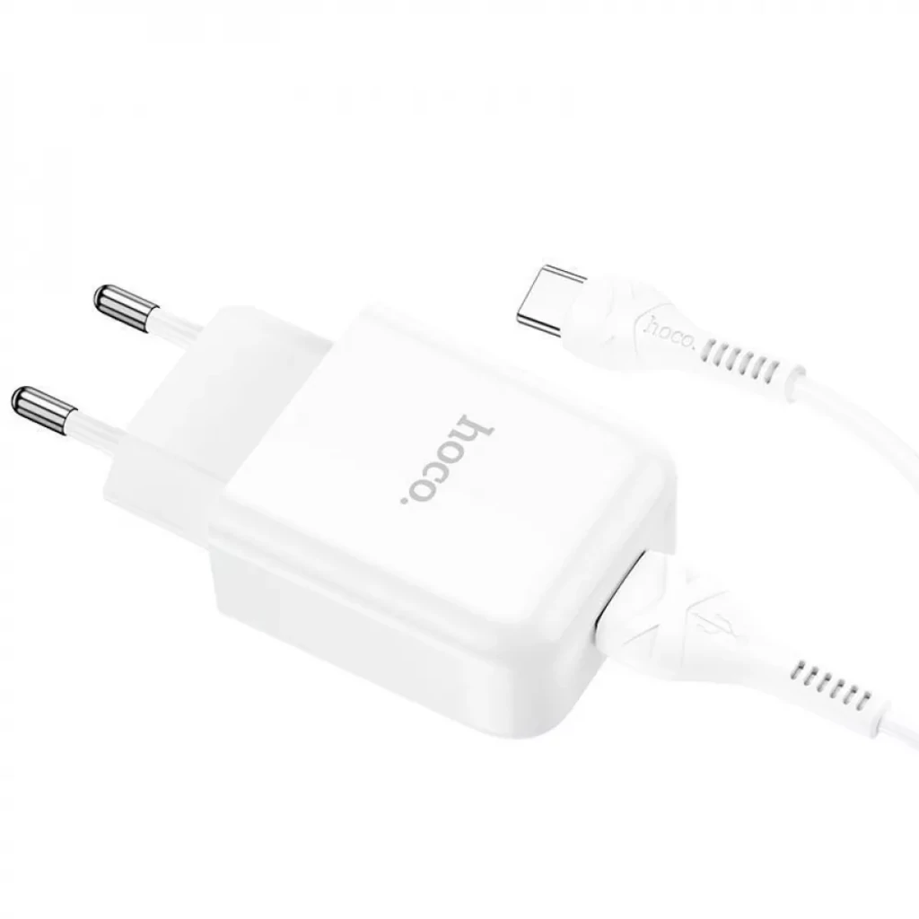Мережевий зарядний пристрій Hoco N2 Vigour 1 USB + Кабель Type-C White