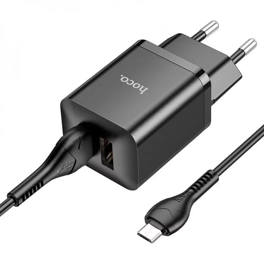 Мережевий зарядний пристрій Hoco N25 Maker (2 USB) + Кабель MicroUSB Black